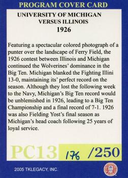 2002 TK Legacy Michigan Wolverines - Program Covers #PC13 1926 vs Illinois Back