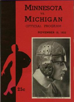 2002 TK Legacy Michigan Wolverines - Program Covers #PC35 1933 vs Minnesota Front