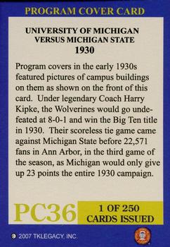 2002 TK Legacy Michigan Wolverines - Program Covers #PC36 1930 vs Michigan State Back