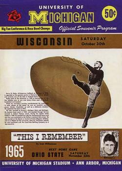 2002 TK Legacy Michigan Wolverines - Program Covers #PC42 1965 vs Wisconsin Front