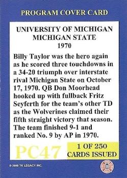 2002 TK Legacy Michigan Wolverines - Program Covers #PC47 1970 vs Michigan State Back