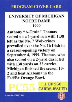 2002 TK Legacy Michigan Wolverines - Program Covers #PC55 1999 vs Notre Dame Back