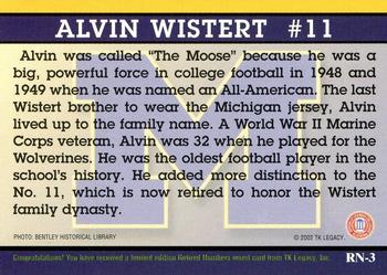 2002 TK Legacy Michigan Wolverines - Retired Numbers #RN3 Alvin Wistert Back