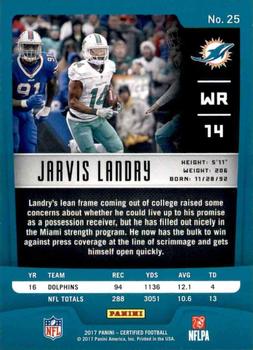 2017 Panini Certified #25 Jarvis Landry Back