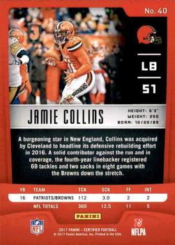 2017 Panini Certified #40 Jamie Collins Back