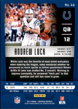 2017 Panini Certified #46 Andrew Luck Back