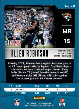 2017 Panini Certified #49 Allen Robinson Back