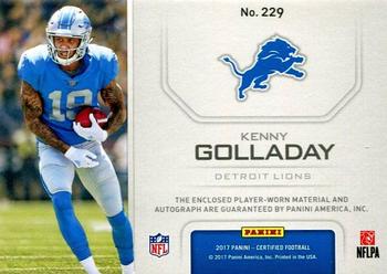 2017 Panini Certified #229 Kenny Golladay Back