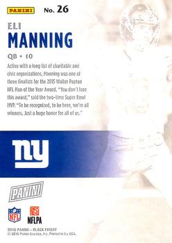 2016 Panini Black Friday Football - Decoy #26 Eli Manning Back