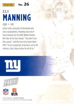2016 Panini Black Friday Football - Rapture #26 Eli Manning Back