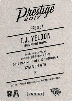 2017 Panini Prestige - Printing Plates Cyan #87 T.J. Yeldon Back
