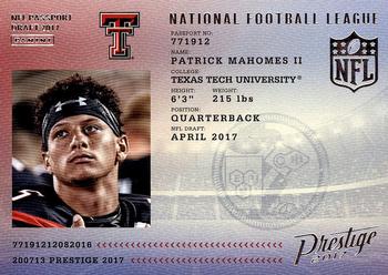 2017 Panini Prestige - NFL Passport #5 Patrick Mahomes II Front