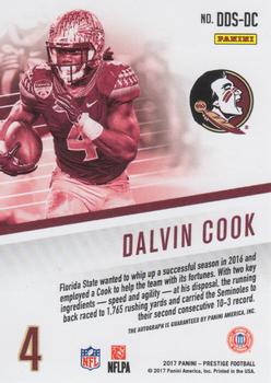 2017 Panini Prestige - Draft Day Signatures Gold #DDS-DC Dalvin Cook Back