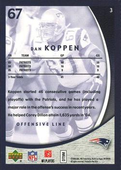2006 Upper Deck Boston Globe New England Patriots #3 Dan Koppen Back