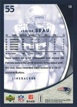 2006 Upper Deck Boston Globe New England Patriots #10 Junior Seau Back