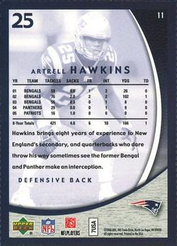 2006 Upper Deck Boston Globe New England Patriots #11 Artrell Hawkins Back