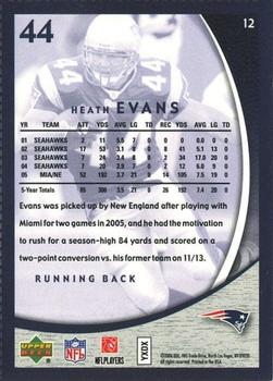 2006 Upper Deck Boston Globe New England Patriots #12 Heath Evans Back