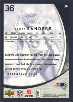 2006 Upper Deck Boston Globe New England Patriots #36 James Sanders Back