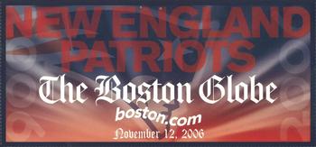 2006 Upper Deck Boston Globe New England Patriots #NNO November 12, 2006 Front
