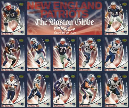 2006 Upper Deck Boston Globe New England Patriots - Sheets #13-24 November 19, 2006 Front