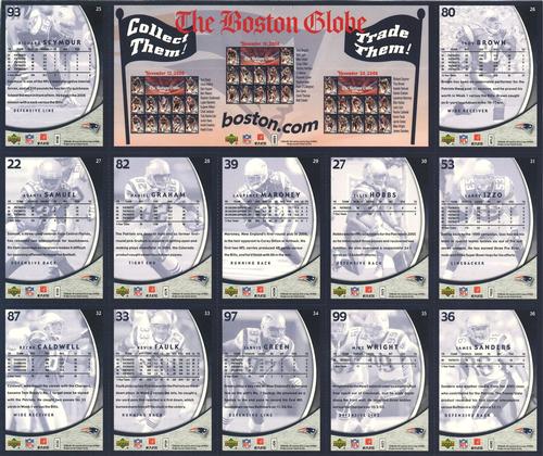 2006 Upper Deck Boston Globe New England Patriots - Sheets #25-36 November 26, 2006 Back