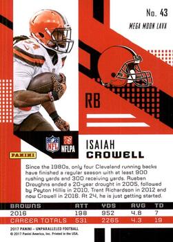 2017 Panini Unparalleled #43 Isaiah Crowell Back