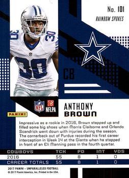 2017 Panini Unparalleled #101 Anthony Brown Back
