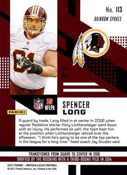 2017 Panini Unparalleled #113 Spencer Long Back