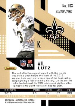 2017 Panini Unparalleled #163 Wil Lutz Back
