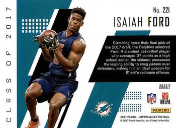 2017 Panini Unparalleled #221 Isaiah Ford Back