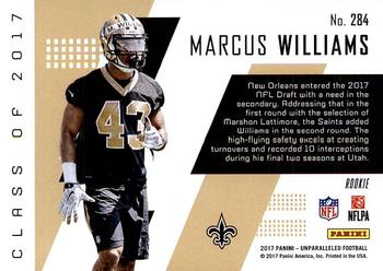 2017 Panini Unparalleled #284 Marcus Williams Back