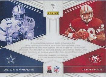 2017 Donruss Elite - Face to Face Green #7 Deion Sanders / Jerry Rice Back