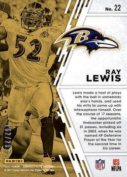 2017 Donruss Elite - Fired Up #22 Ray Lewis Back