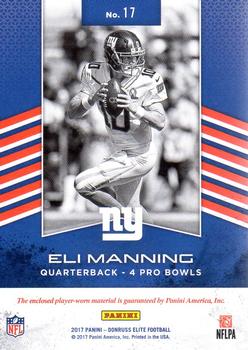 2017 Donruss Elite - Pro Bowl Standouts #17 Eli Manning Back