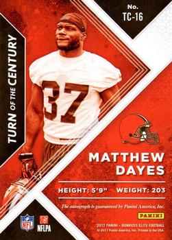 2017 Donruss Elite - Turn of the Century Autographs #TC-16 Matthew Dayes Back