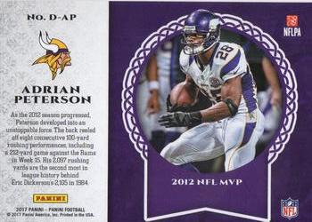 2017 Panini - Decorated #D-AP Adrian Peterson Back