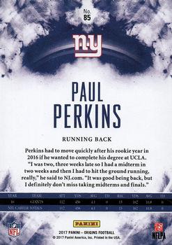 2017 Panini Origins #85 Paul Perkins Back