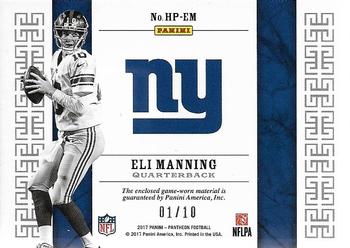 2017 Panini Pantheon - Honored and Privileged Bronze #HP-EM Eli Manning Back