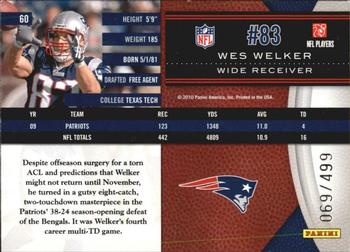 2010 Panini Limited #60 Wes Welker  Back