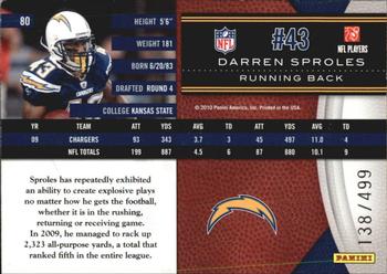 2010 Panini Limited #80 Darren Sproles  Back