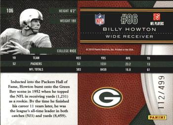 2010 Panini Limited #106 Billy Howton  Back