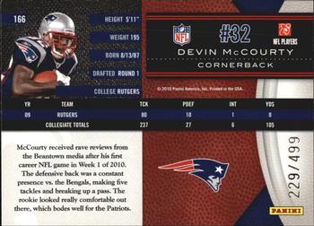2010 Panini Limited #166 Devin McCourty  Back