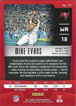 2017 Panini Certified - Mirror Gold #91 Mike Evans Back