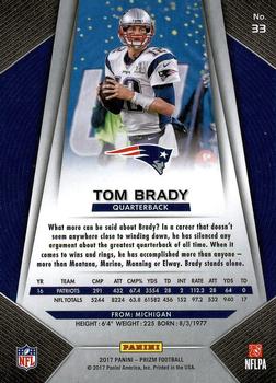 2017 Panini Prizm #33 Tom Brady Back