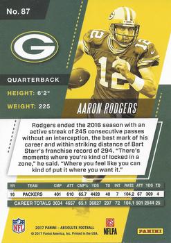 2017 Panini Absolute #87 Aaron Rodgers Back