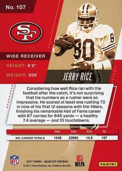2017 Panini Absolute #107 Jerry Rice Back