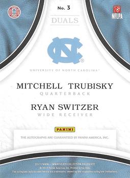 2017 Panini Immaculate Collection Collegiate - Immaculate Dual Autographs #3 Mitchell Trubisky / Ryan Switzer Back