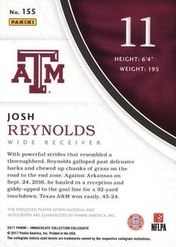 2017 Panini Immaculate Collection Collegiate - Immaculate Signature Rookie Patches Laundry Tag Brand Logo #155 Josh Reynolds Back