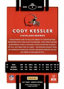2017 Donruss - Jersey Number #8 Cody Kessler Back