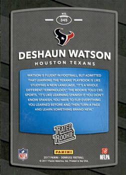 2017 Donruss - Jersey Number #345 Deshaun Watson Back